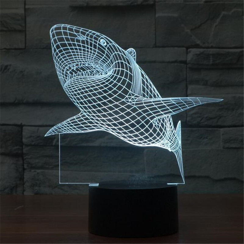 Трехмерная светодиодная лампа в форме акулы