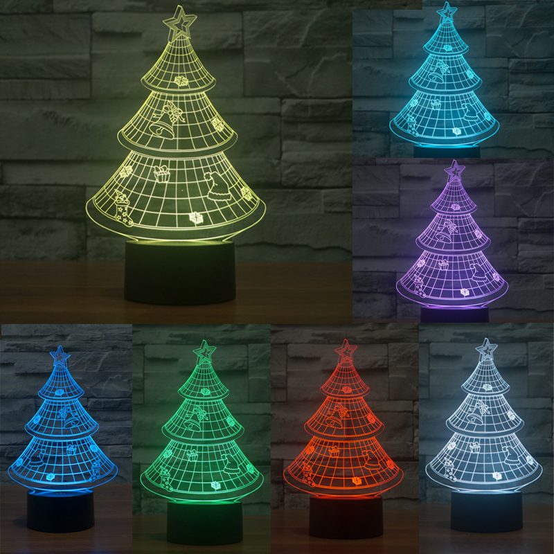 Настольная 3D LED лампа в форме елки