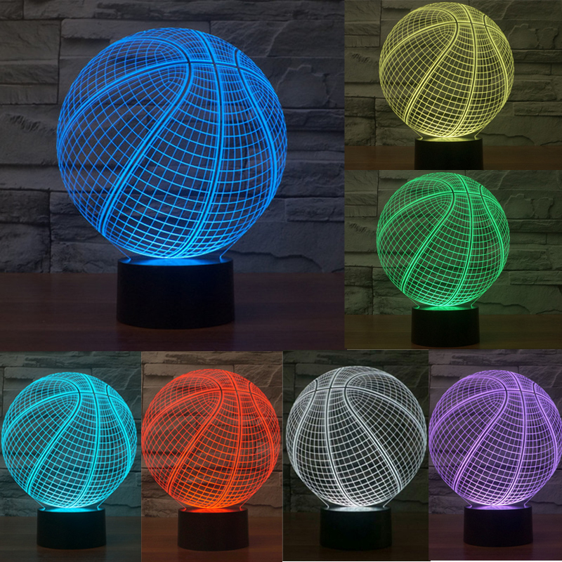 Настольная 3D LED лампа в форме баскетбольного мяча